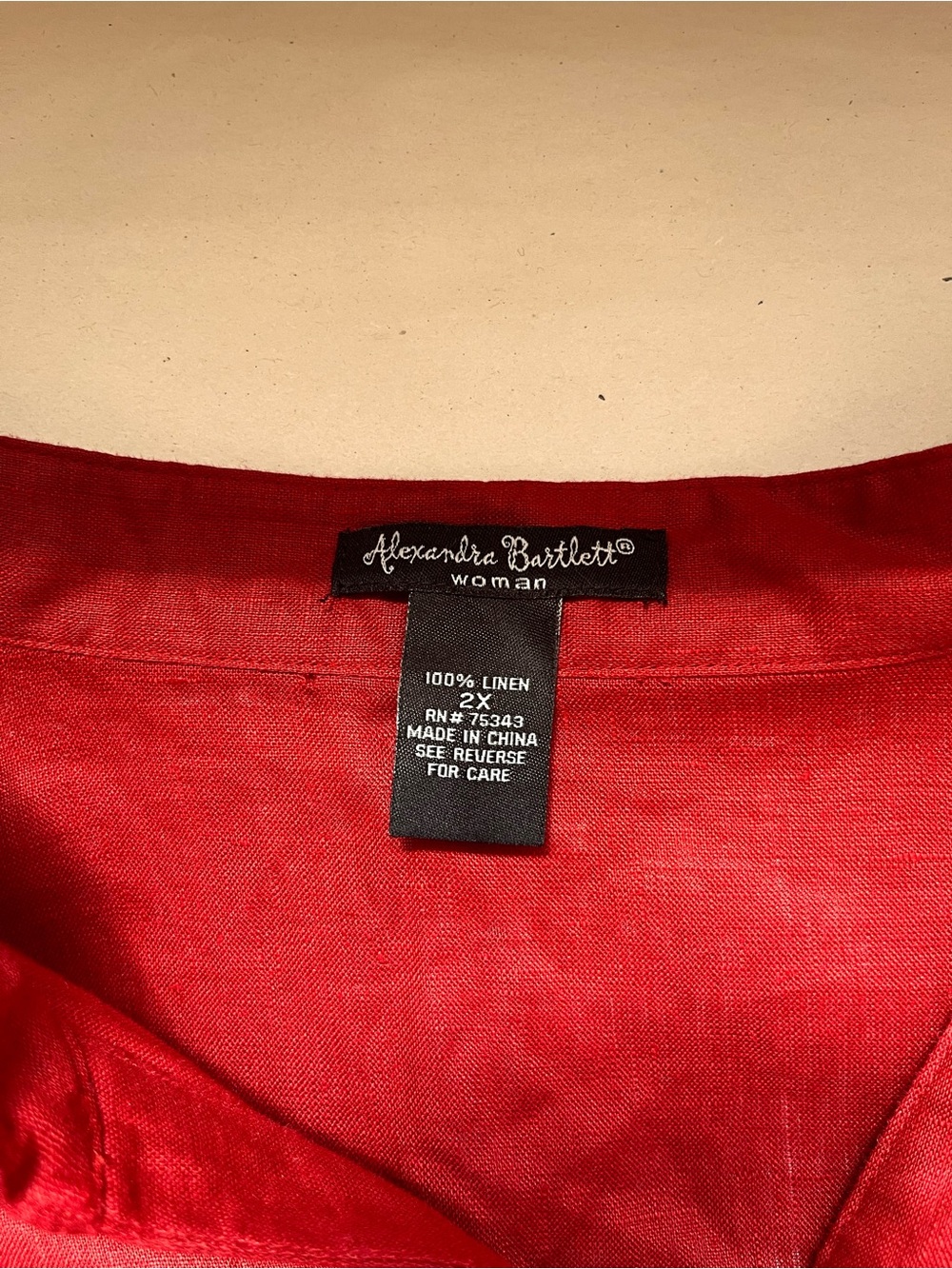 Alexandra Bartlett 100% Linen Red Midi Button-Front Shirt Dress 2X - Picture 8 of 10